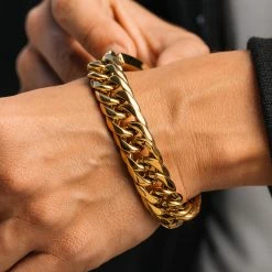 Fort Tempus Chunky Gold-Tone Stainless Steel Curb Chain Bracelet -MEN'S BRACELETS Sales Store dsc4927 bm