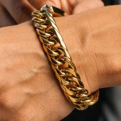 Fort Tempus Chunky Gold-Tone Stainless Steel Curb Chain Bracelet -MEN'S BRACELETS Sales Store dsc4927 bm 1