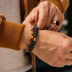 Lucleon Miro | Black Lava Rock & Natural Stone Bracelet Set -MEN'S BRACELETS Sales Store dsc5436 h 1