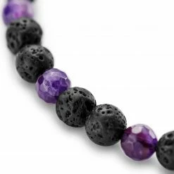 Arkai Sanatio | 6mm Black Lava Rock & Amethyst Bracelet 9 Arkai Sanatio | 6mm Black Lava Rock & Amethyst Bracelet -MEN'S BRACELETS Sales Store dvguvgghkj