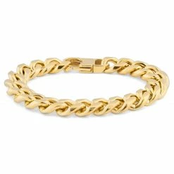 Lucleon 10mm Gold-Tone Stainless Steel Curb Chain Bracelet