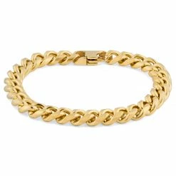 Lucleon 8mm Gold-Tone Stainless Steel Curb Chain Bracelet