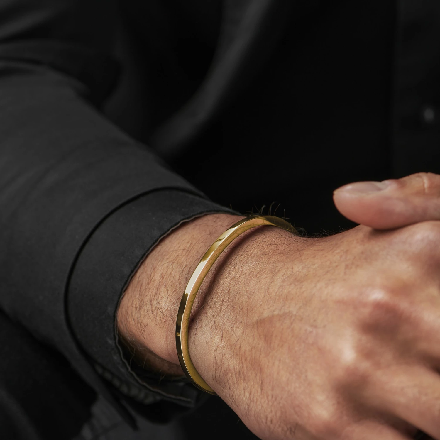 Lucleon Thin Gold-Tone Cuff Bracelet 3 Lucleon Thin Gold-Tone Cuff Bracelet - Image 3