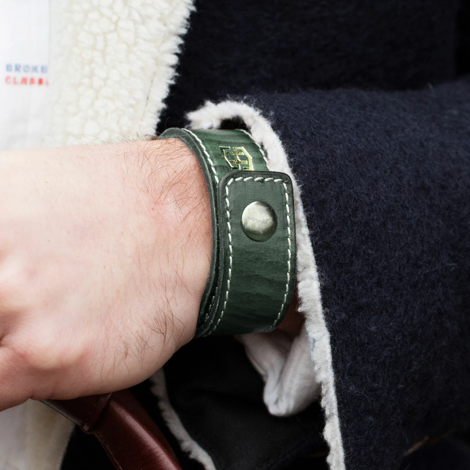 Salt & Hide Green Buffalo Leather Bracelet 4 Salt & Hide Green Buffalo Leather Bracelet - Image 4