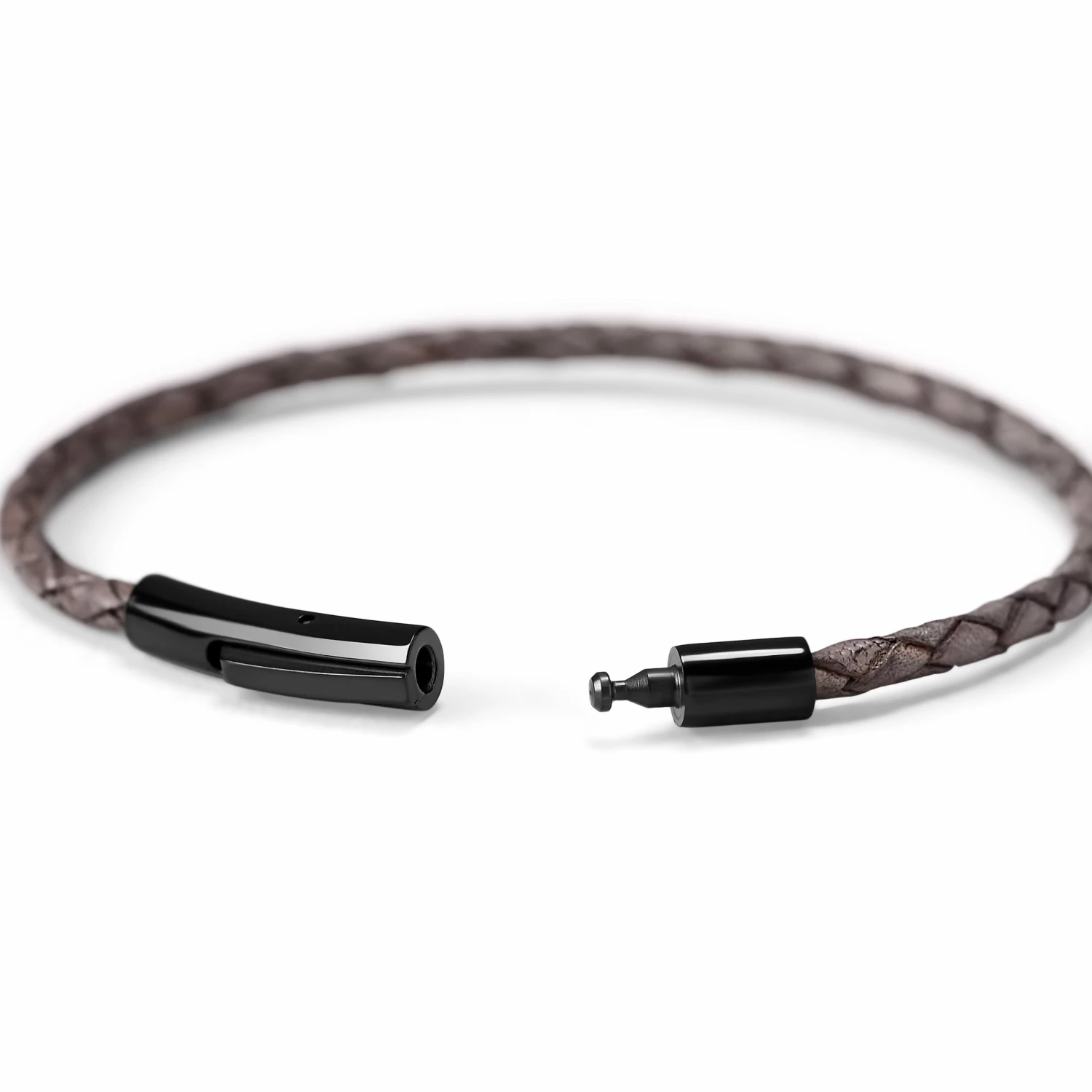 Lucleon Grey Leather & Matte Black Stone Bracelet Set 6 Lucleon Grey Leather & Matte Black Stone Bracelet Set - Image 6