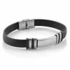 Fort Tempus Black Glossy Rubber & Stainless Steel Bracelet