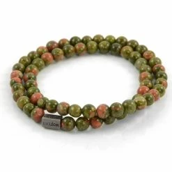 Lucleon Wrap-around Green Unakite Bead Bracelet