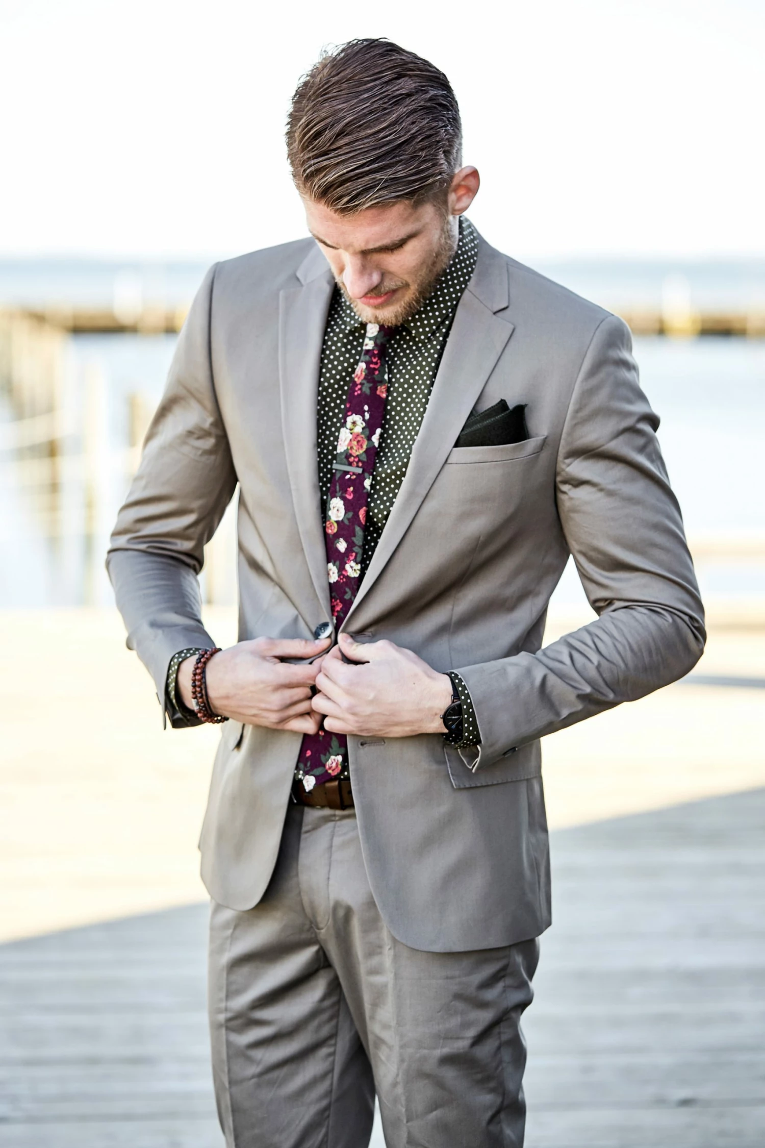 Neshraw Marbled Agate & Leather Bracelet Set 6 Neshraw Marbled Agate & Leather Bracelet Set - Image 6