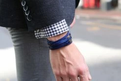Collin Rowe Wrap-around Blue Leather Adjustable Bracelet -MEN'S BRACELETS Sales Store img 2404