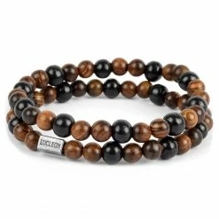 Lucleon Black & Natural Wooden Bracelet Set