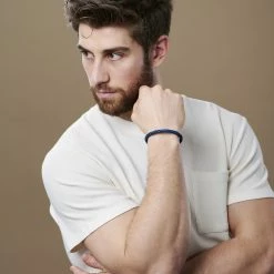 Lucleon Blue & Black Braided Leather Cord Bracelet -MEN'S BRACELETS Sales Store jwm megashoot brace 1 10504