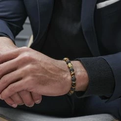 Neshraw Black Lava Rock & Tiger's Eye Tibetan Bracelet -MEN'S BRACELETS Sales Store jwm megashoot brace 1 11095