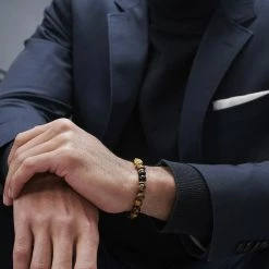 Neshraw Black Onyx & Red Tiger's Eye Buddha Bracelet -MEN'S BRACELETS Sales Store jwm megashoot brace 1 11100