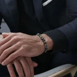 Neshraw Black Lava Rock & Alabaster Bracelet -MEN'S BRACELETS Sales Store jwm megashoot brace 1 11112