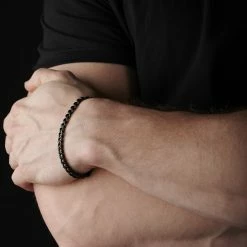 Lucleon 6mm Black Stainless Steel Curb Chain Bracelet -MEN'S BRACELETS Sales Store jwm megashoot brace 1 15081 1