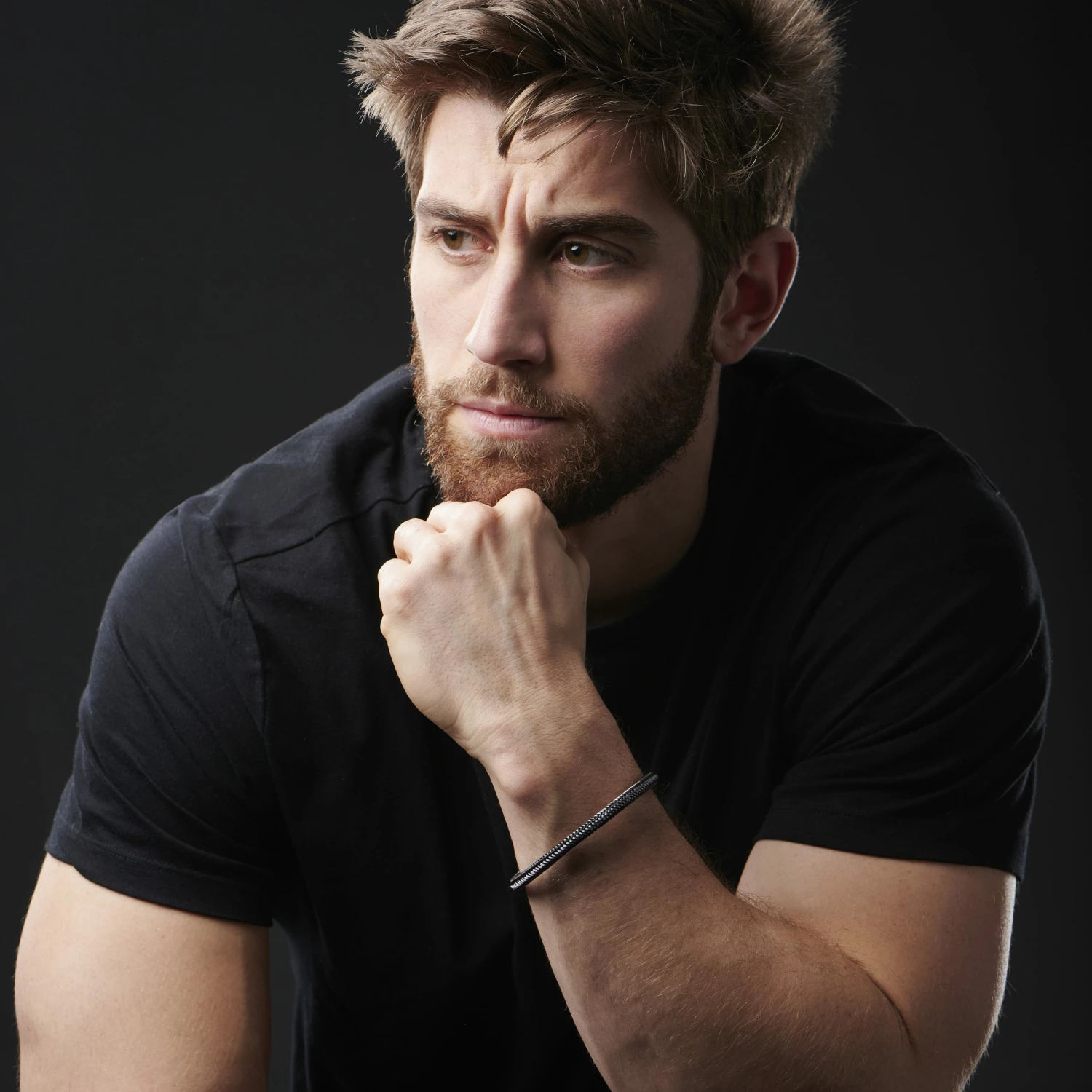 Lucleon Black & Silver-Tone Stainless Steel Cable Bracelet 5 Lucleon Black & Silver-Tone Stainless Steel Cable Bracelet - Image 5