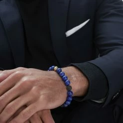Neshraw Blue Lapis Lazuli & Black Zirconia Bracelet -MEN'S BRACELETS Sales Store jwm megashoot brace 1.2 11106