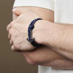 Tailor Toki Navy Blue & Black Anchor Bracelet -MEN'S BRACELETS Sales Store jwm megashoot brace 2 10102