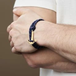 Tailor Toki Navy Blue & Gold-Tone Anchor Bracelet -MEN'S BRACELETS Sales Store jwm megashoot brace 2 10136