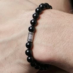 Neshraw Polished Black Onyx Bead Bracelet -MEN'S BRACELETS Sales Store jwm megashoot brace 2 11130 bm