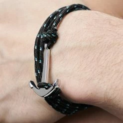 Tailor Toki Black & Silver-Tone Anchor Bracelet 11 Tailor Toki Black & Silver-Tone Anchor Bracelet -MEN'S BRACELETS Sales Store jwm megashoot brace 2 11162bm1