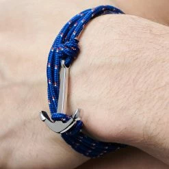 Tailor Toki Cobalt Blue & Silver-Tone Anchor Bracelet -MEN'S BRACELETS Sales Store jwm megashoot brace 2 11168bm1 b