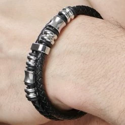 Fort Tempus Bolo | Double Black Leather Cord Bracelet -MEN'S BRACELETS Sales Store jwm megashoot brace 2 3161 bm