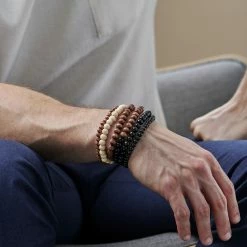 Collin Rowe Black, Brown & Cream Natural Wooden Bracelet Set -MEN'S BRACELETS Sales Store jwm megashoot brace 2 4632 1