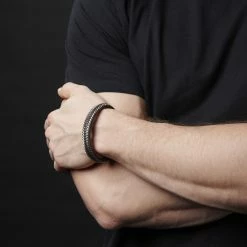 Lucleon Brown Leather & Stainless Steel Braided Bracelet -MEN'S BRACELETS Sales Store jwm megashoot brace 2 8600