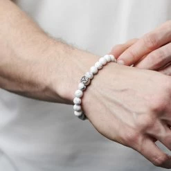 Lucleon White Turquoise & Stainless Steel Bracelet -MEN'S BRACELETS Sales Store jwm megashoot brace 3 19724 1