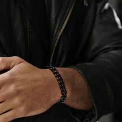 Lucleon 10mm Black Stainless Steel Curb Chain Bracelet -MEN'S BRACELETS Sales Store jwm megashoot bracelets 15089 1
