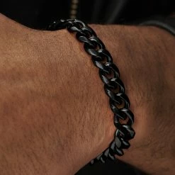 Lucleon 10mm Black Stainless Steel Curb Chain Bracelet -MEN'S BRACELETS Sales Store jwm megashoot bracelets 15089 1bm3