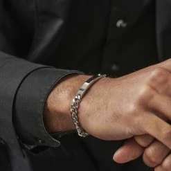 Fort Tempus 7mm Silver-Tone Stainless Steel ID Bracelet 8 Fort Tempus 7mm Silver-Tone Stainless Steel ID Bracelet -MEN'S BRACELETS Sales Store jwm megashoot bracelets 16729 1