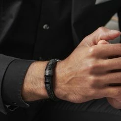 Lucleon Icon | All Black Leather & Stainless Steel Bracelet -MEN'S BRACELETS Sales Store jwm megashoot bracelets 20261 1 1