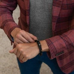 Lucleon Black Leather & Yellow Tiger's Eye Double Bracelet -MEN'S BRACELETS Sales Store kdkd 1