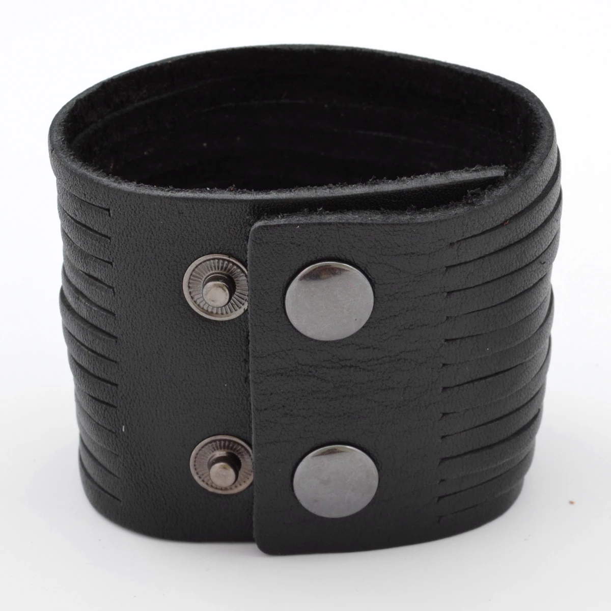 Collin Rowe Black Leather Adjustable Wide Wrap Cuff Bracelet 2 Collin Rowe Black Leather Adjustable Wide Wrap Cuff Bracelet - Image 2