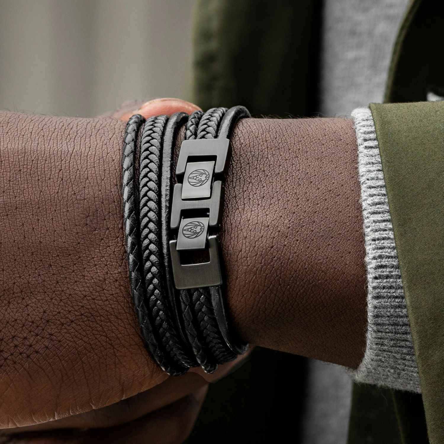 Lucleon Roy | All Black Leather & Stainless Steel Wrap Bracelet 6 Lucleon Roy | All Black Leather & Stainless Steel Wrap Bracelet - Image 6