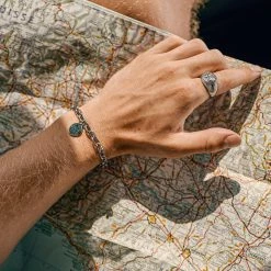 Arkai Atlas | Silver-tone Stainless Steel Azurmalachite Charm Bracelet -MEN'S BRACELETS Sales Store rel atlas drop35 bracelet2 tobias stelzner 1x1 3 25880 25823 1