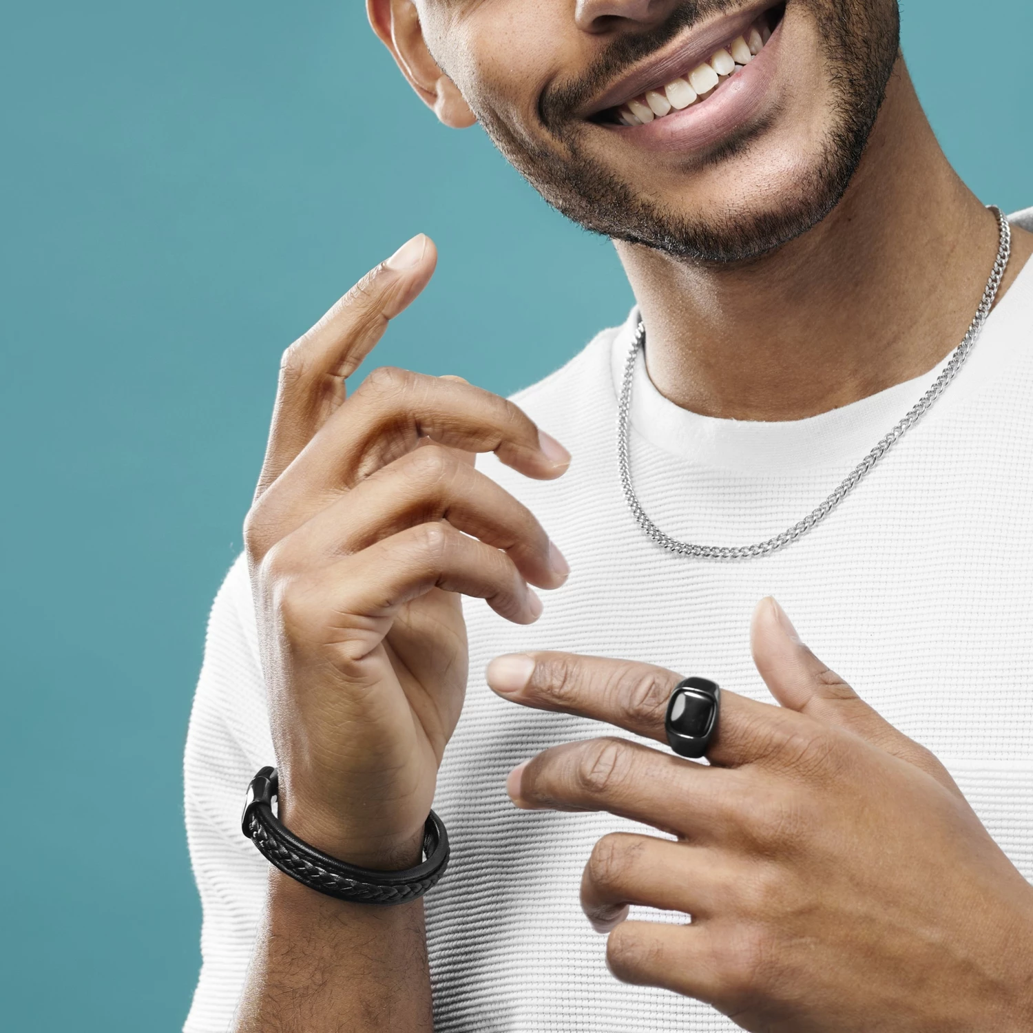 Lucleon All Black Braided Leather & Stainless Steel Bracelet 6 Lucleon All Black Braided Leather & Stainless Steel Bracelet - Image 6