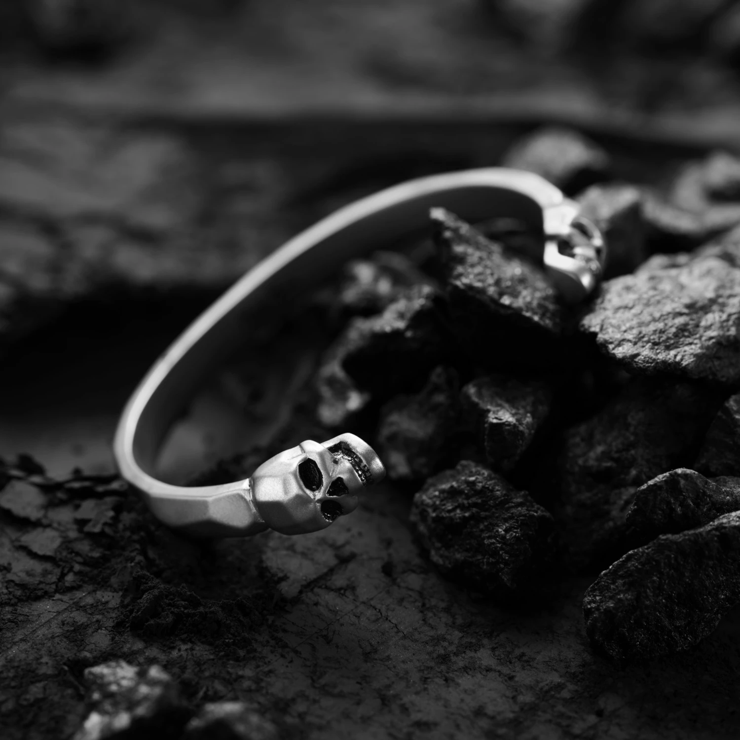 Moody Mason Jax | Silver-Tone Stainless Steel Skull Cuff Bracelet 3 Moody Mason Jax | Silver-Tone Stainless Steel Skull Cuff Bracelet - Image 3