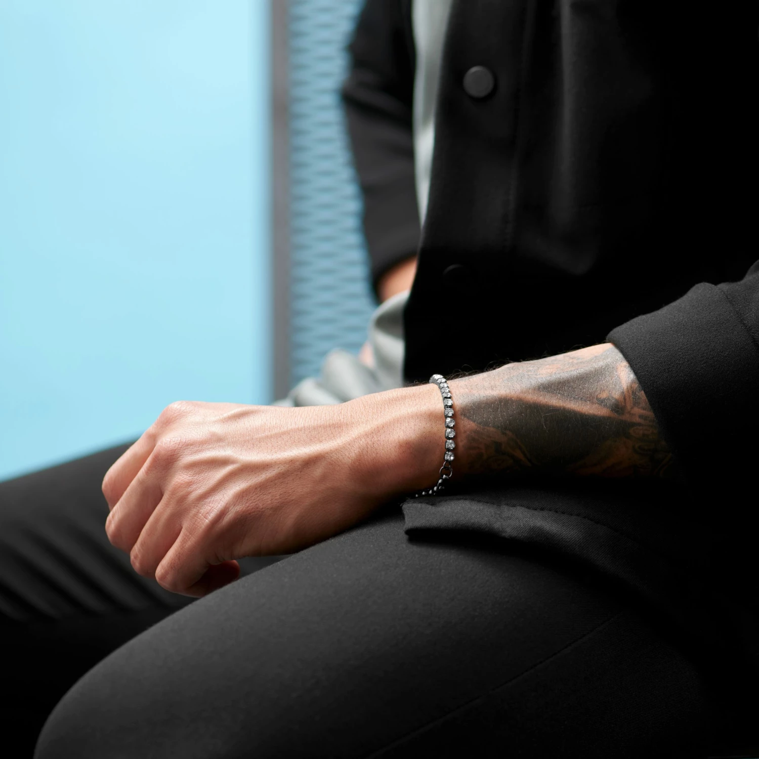 Lucleon Amager | Gunmetal Stainless Steel Box Chain & Glass Diamond Bracelet 3 Lucleon Amager | Gunmetal Stainless Steel Box Chain & Glass Diamond Bracelet - Image 3