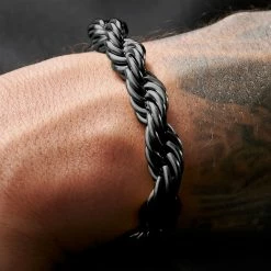 Lucleon Amager | 10mm Gunmetal Stainless Steel Rope Chain Bracelet -MEN'S BRACELETS Sales Store rst acpa collectionpage black 23149 bjarkejohansen 2 bm