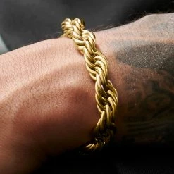 Lucleon Amager | 10mm Gold-Tone Stainless Steel Rope Chain Bracelet -MEN'S BRACELETS Sales Store rst acpa collectionpage gold 23145 bjarkejohansen 1 bm