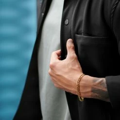 Lucleon Amager | Gold-Tone Stainless Steel Figaro Chain Bracelet -MEN'S BRACELETS Sales Store rst acpa collectionpage gold 23169 bjarkejohansen 3 2