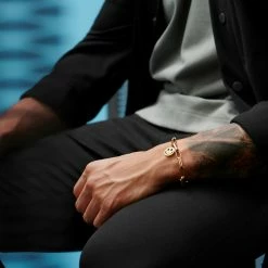 Lucleon Amager | Gold-Tone Stainless Steel Curb & Cable Chain Smiley Bracelet -MEN'S BRACELETS Sales Store rst acpa collectionpage gold23129 silver23125 black23133 bjarkejohansen 2