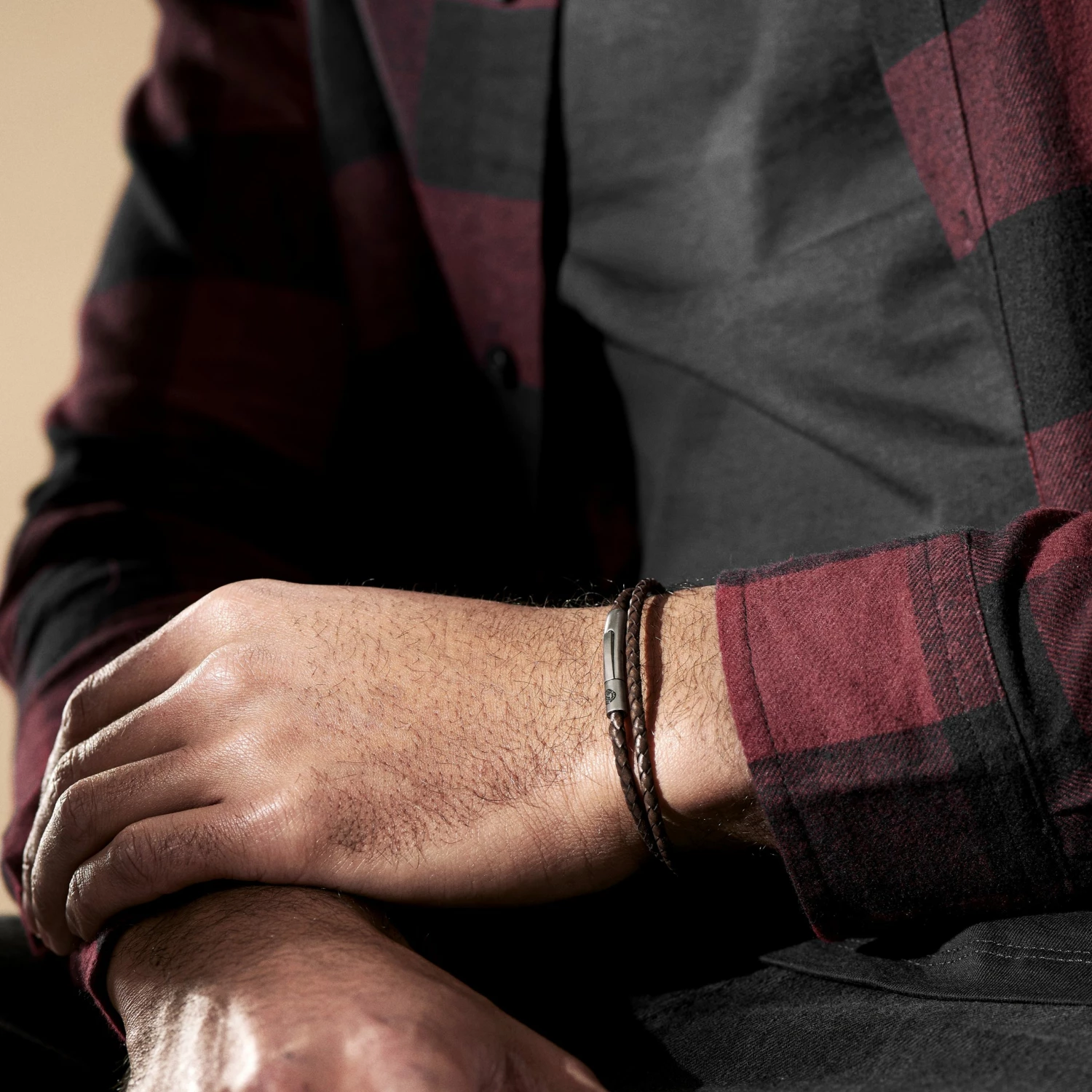 Lucleon Collins | 3mm Brown Woven Leather Wrap Bracelet 2 Lucleon Collins | 3mm Brown Woven Leather Wrap Bracelet - Image 2