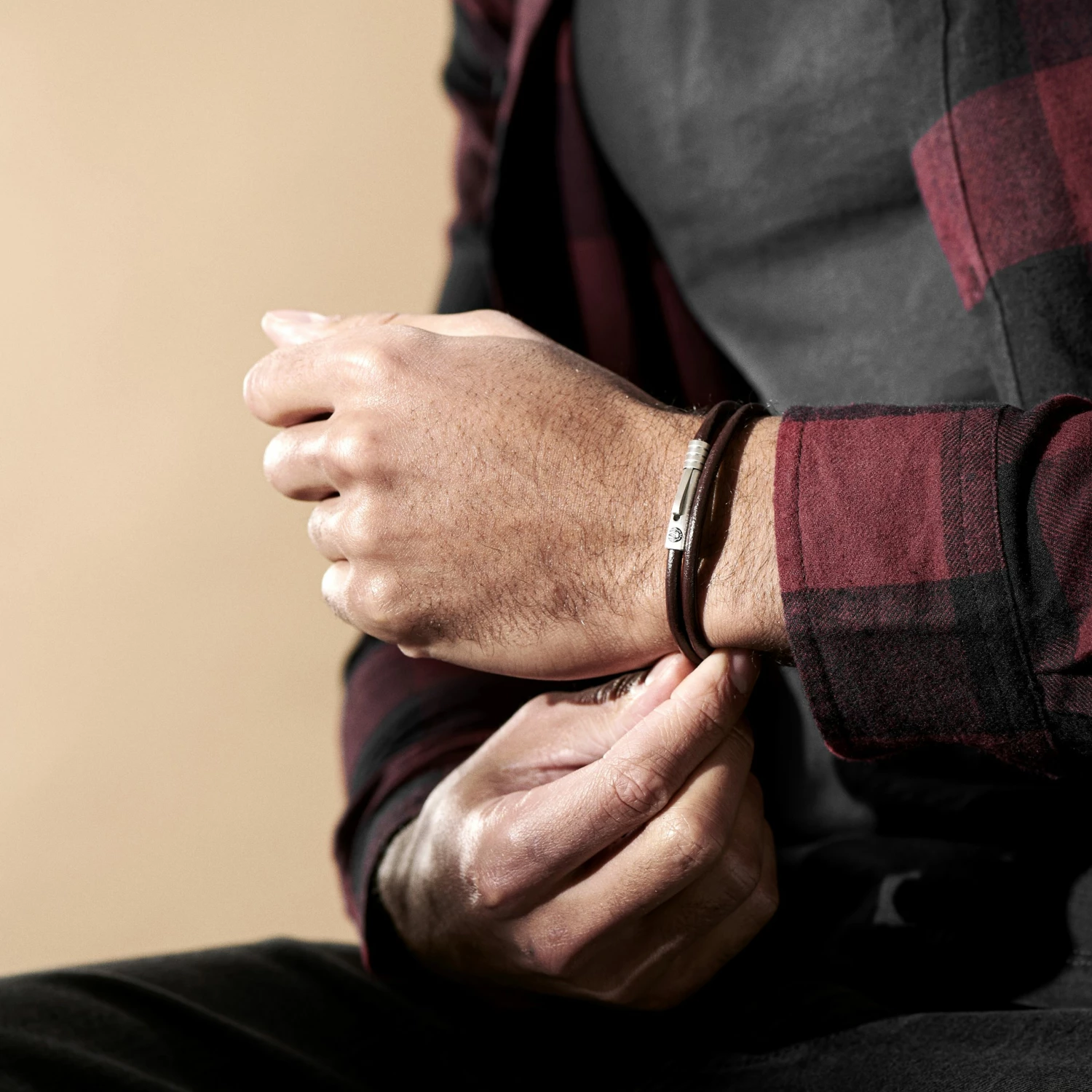 Lucleon Collins | Simple Brown Leather Wrap Around Cord Bracelet 2 Lucleon Collins | Simple Brown Leather Wrap Around Cord Bracelet - Image 2