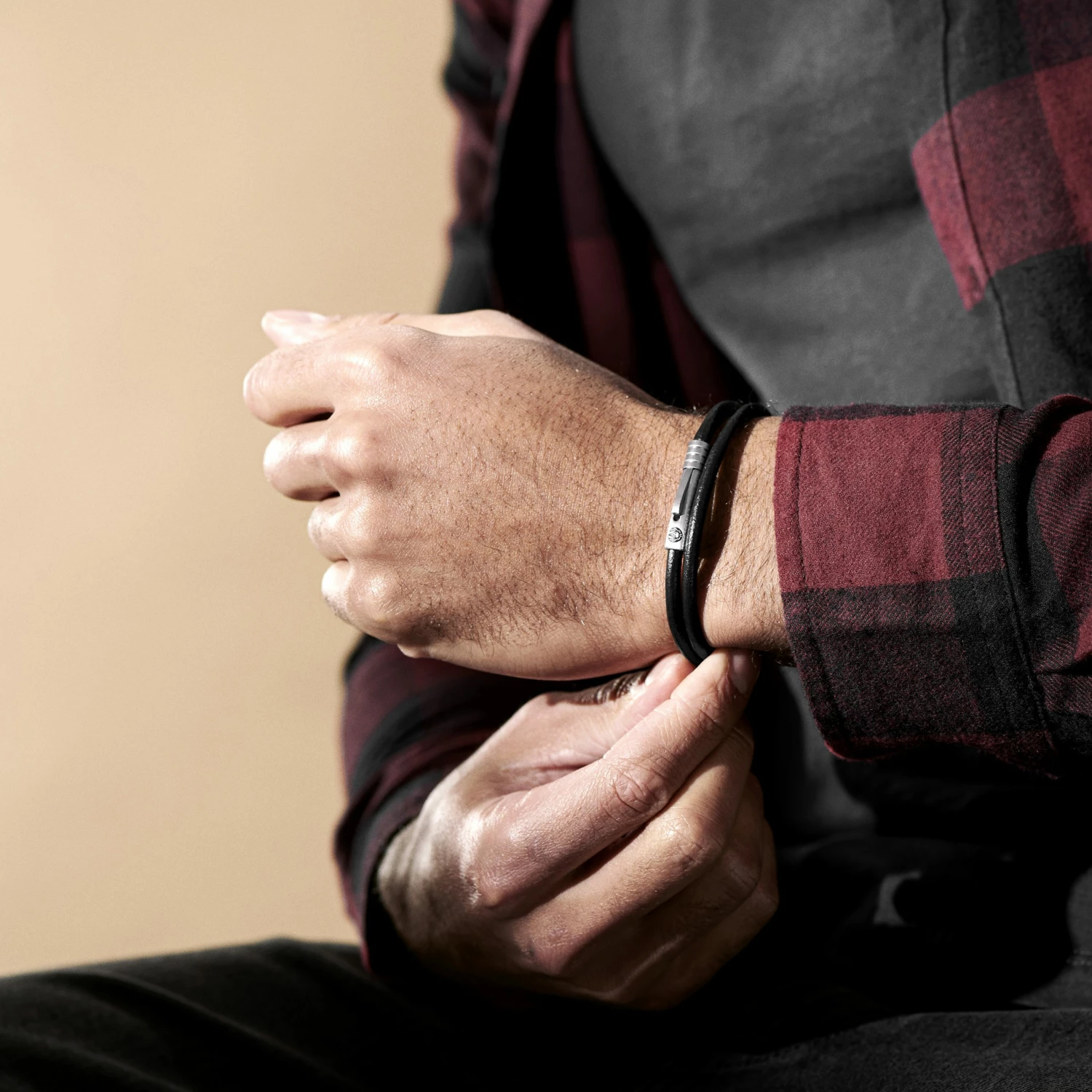 Lucleon Collins | Simple Black Leather Wrap Around Cord Bracelet 2 Lucleon Collins | Simple Black Leather Wrap Around Cord Bracelet - Image 2