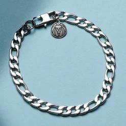 Lucleon Amager | Silver-Tone Figaro Chain Bracelet -MEN'S BRACELETS Sales Store rst sc2021 ig sm 23169 23165 23177 23181 1x1 9e s1