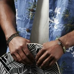 Waykins Black Beads, Tiger's Eye, Yarn & Leather Bracelet Set -MEN'S BRACELETS Sales Store rst tys surfer 4 hlaal